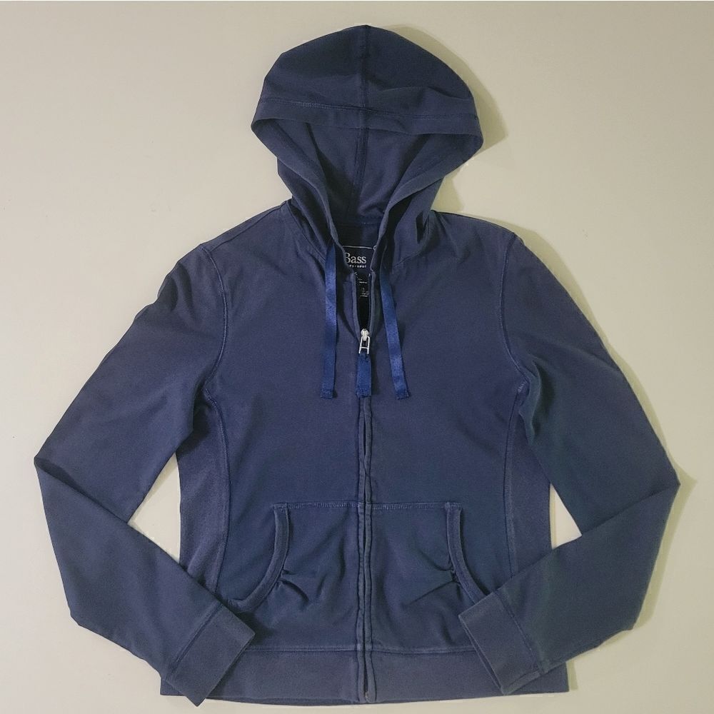 G. H. BassΒ Women's Navy Full Zip HoodieβLongβSleeveβJacket